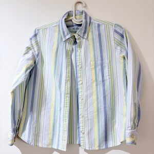 L.L. Bean Cotton Striped Long Sleeve Button-Up Women Shirt - Medium Petite